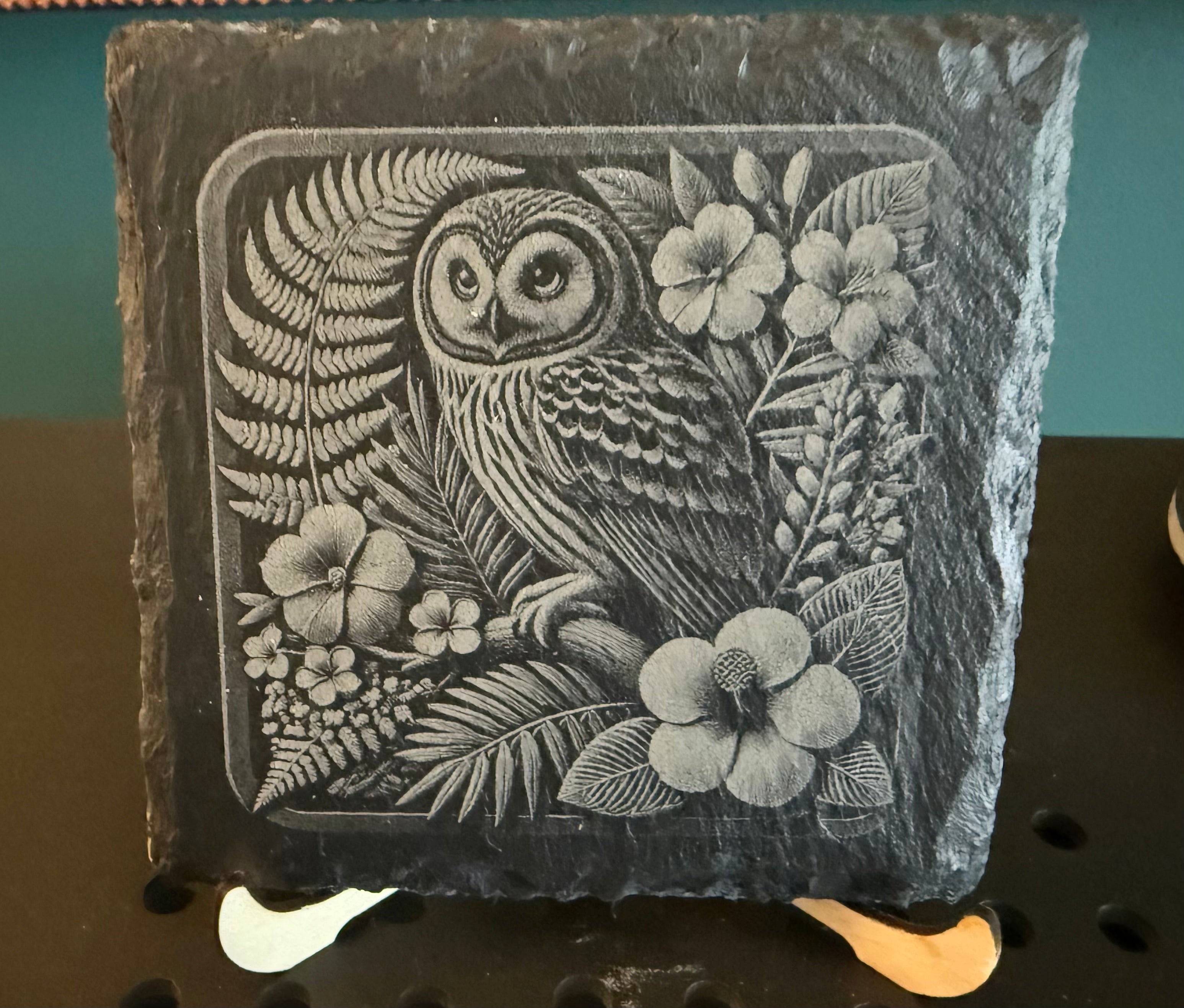 Owl flowers Slate Coaster