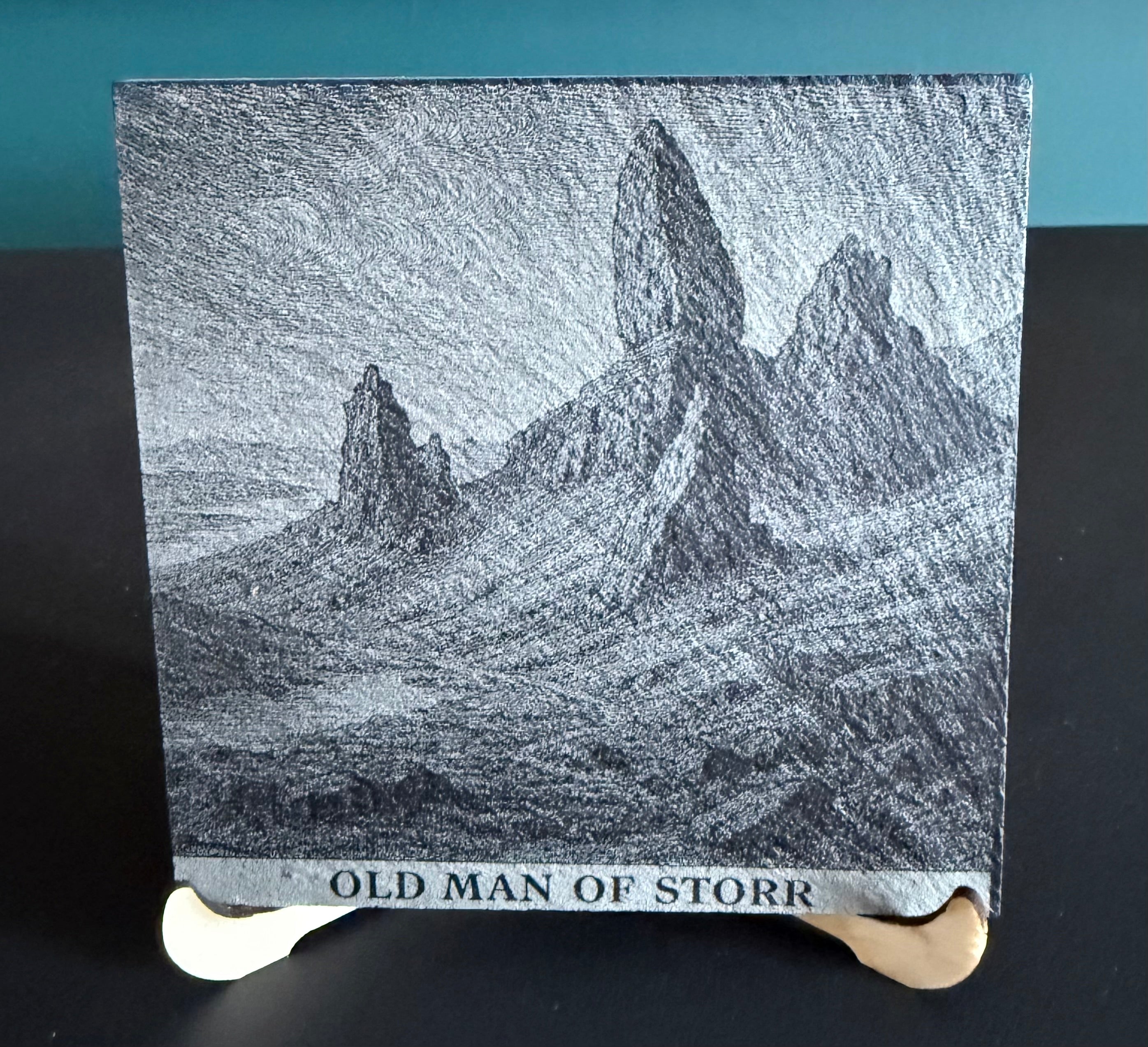 Old Man of Storr engraved slate coster
