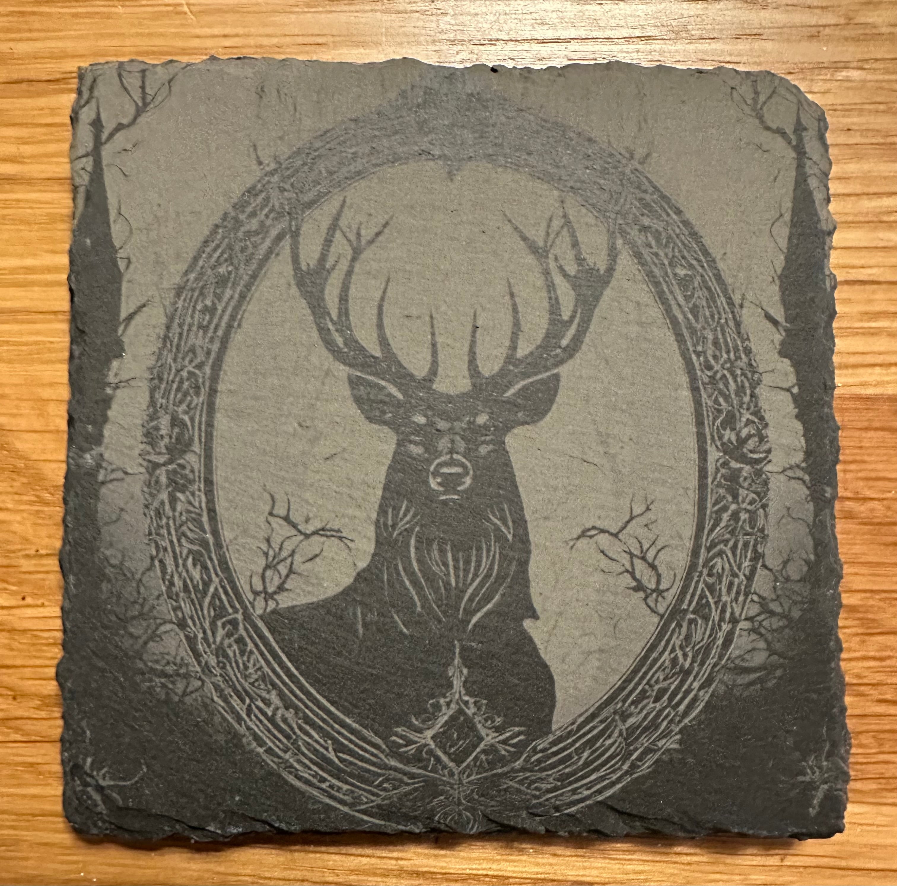 Celtic Stag engraved coaster