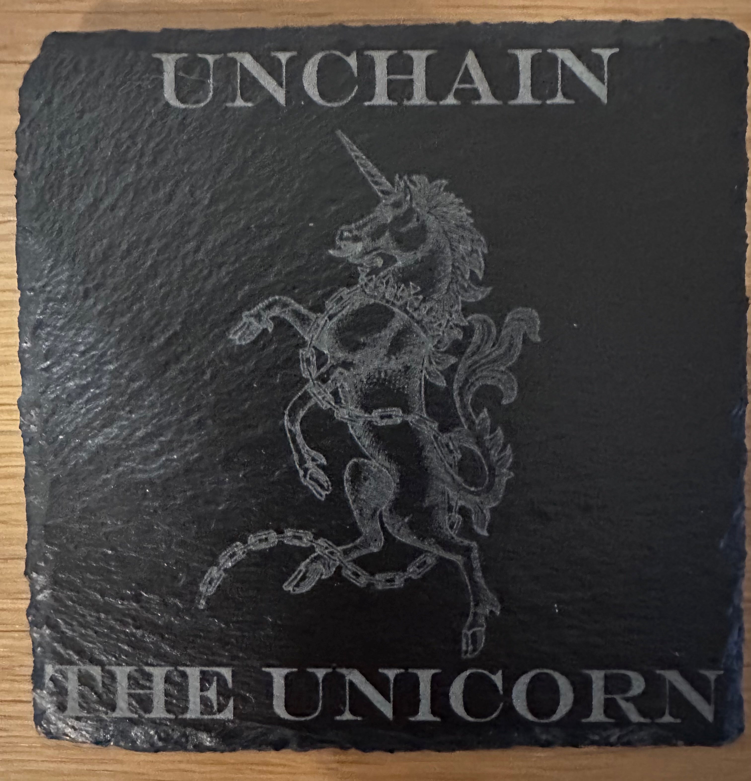 Scottish Unicorn slate coaster