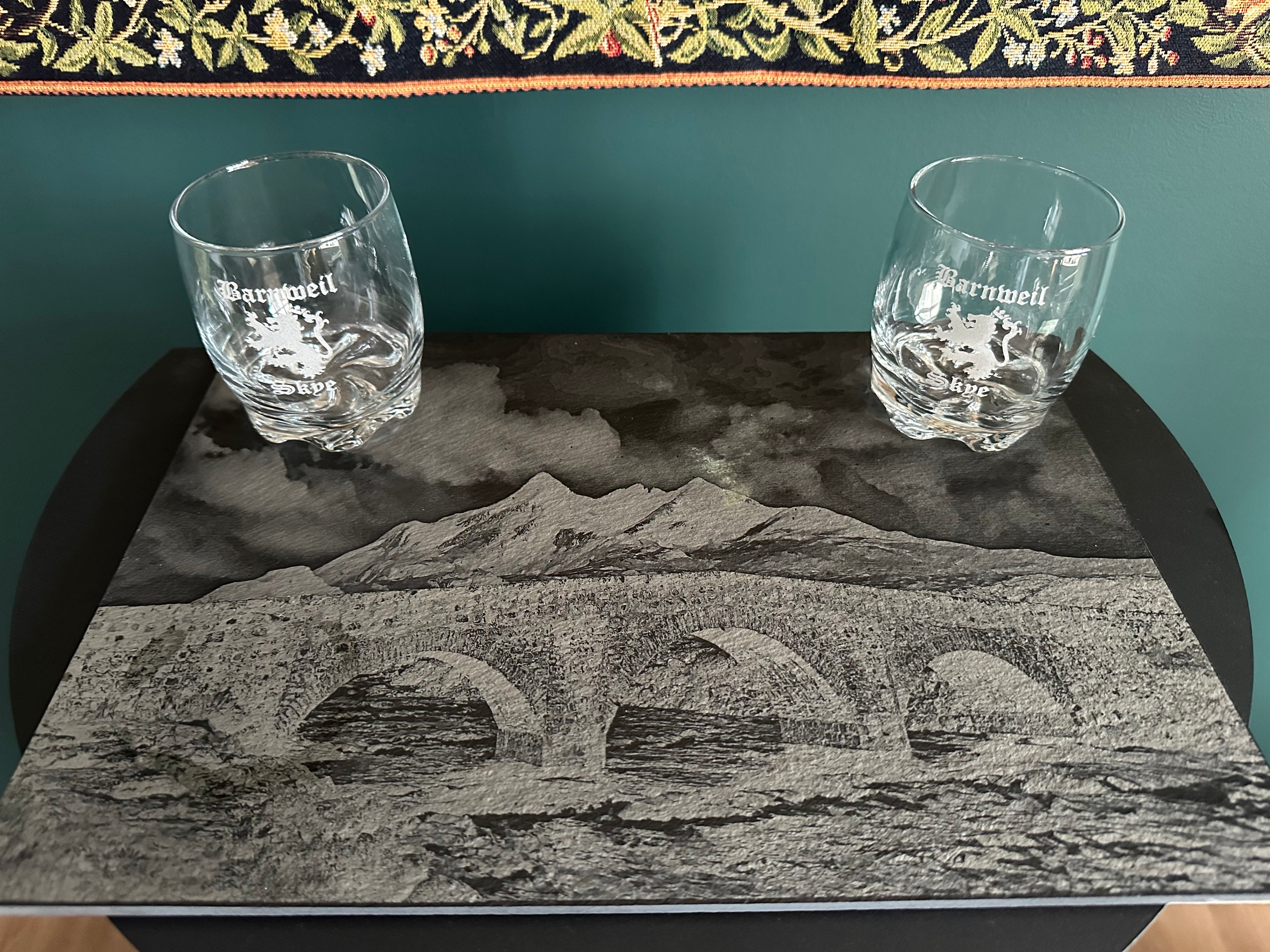 Slate platter of Sligachan over looking the Cuillins