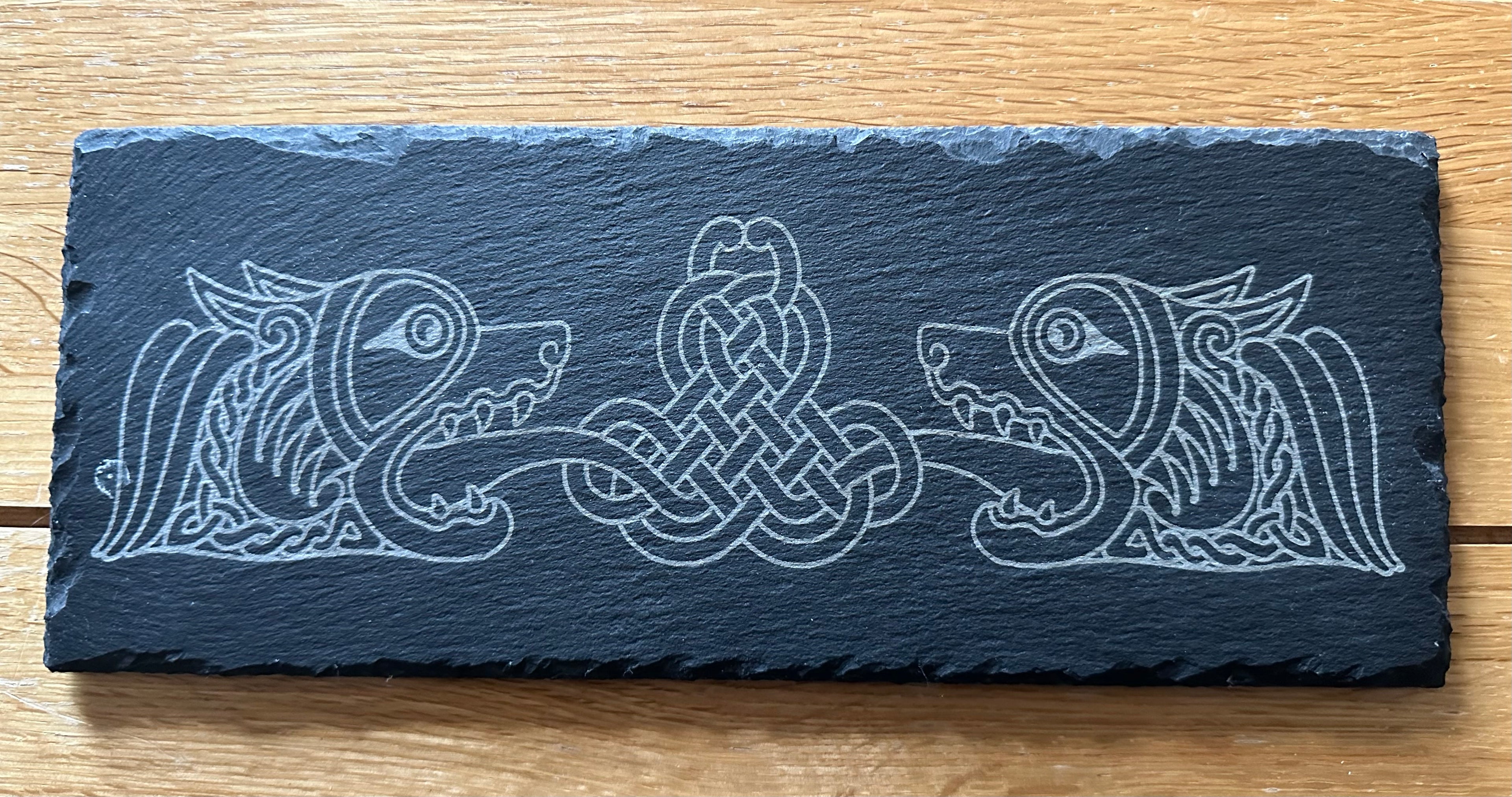 Celtic dogs engraved slate platter