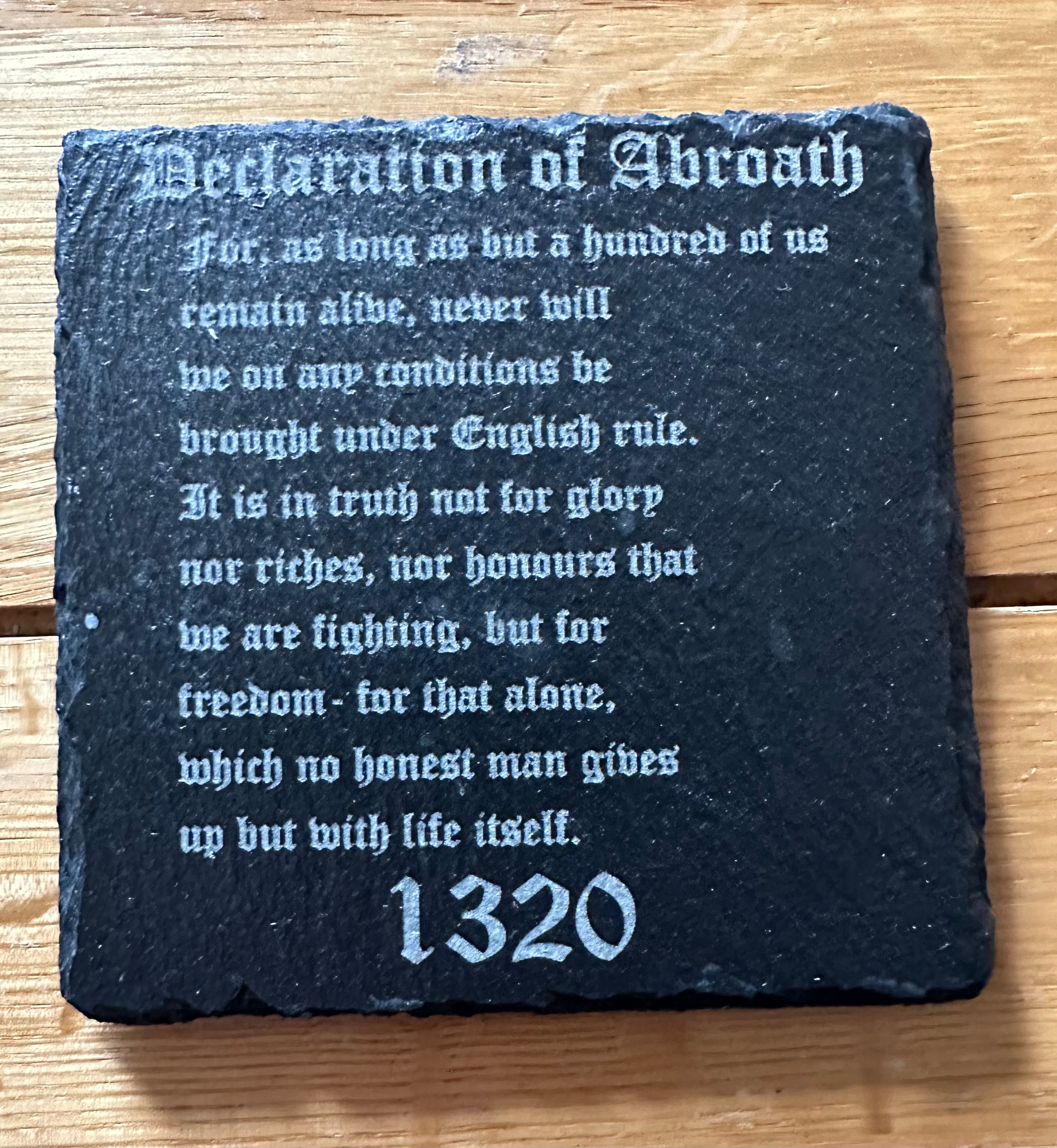 Declaration of Abroath slate coaster