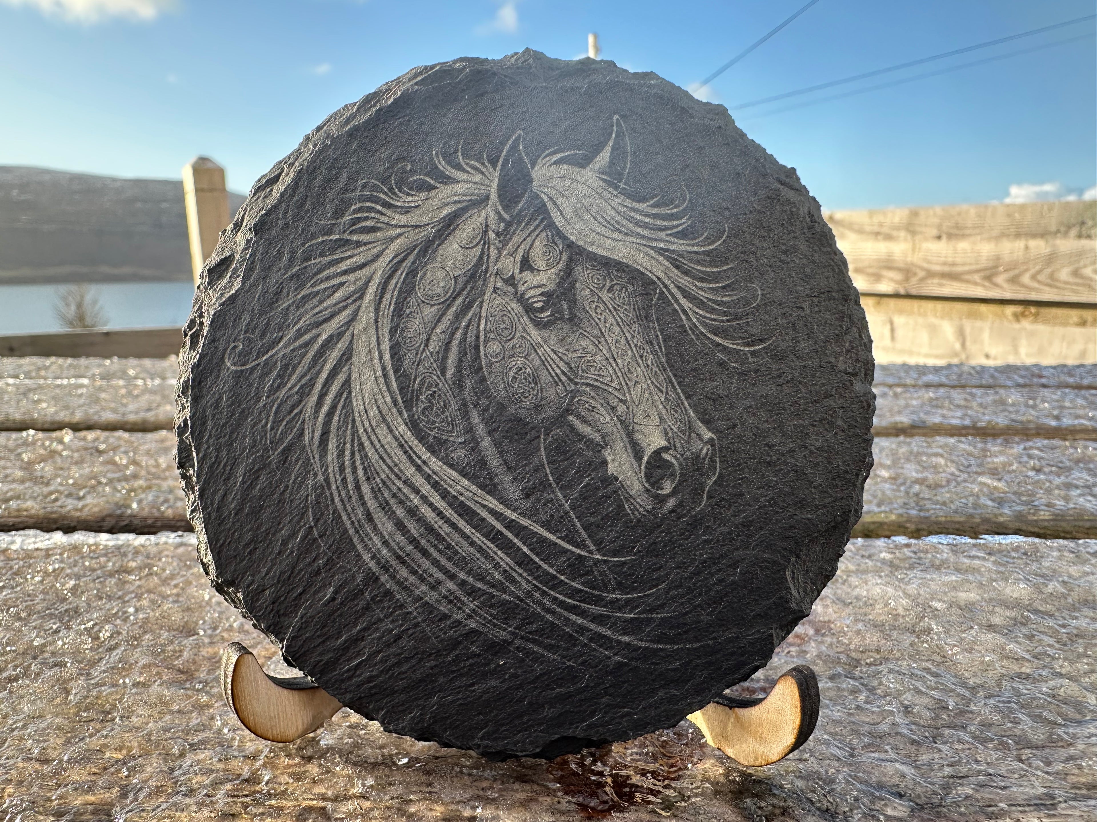 Celtic Horse engraved slate coaster